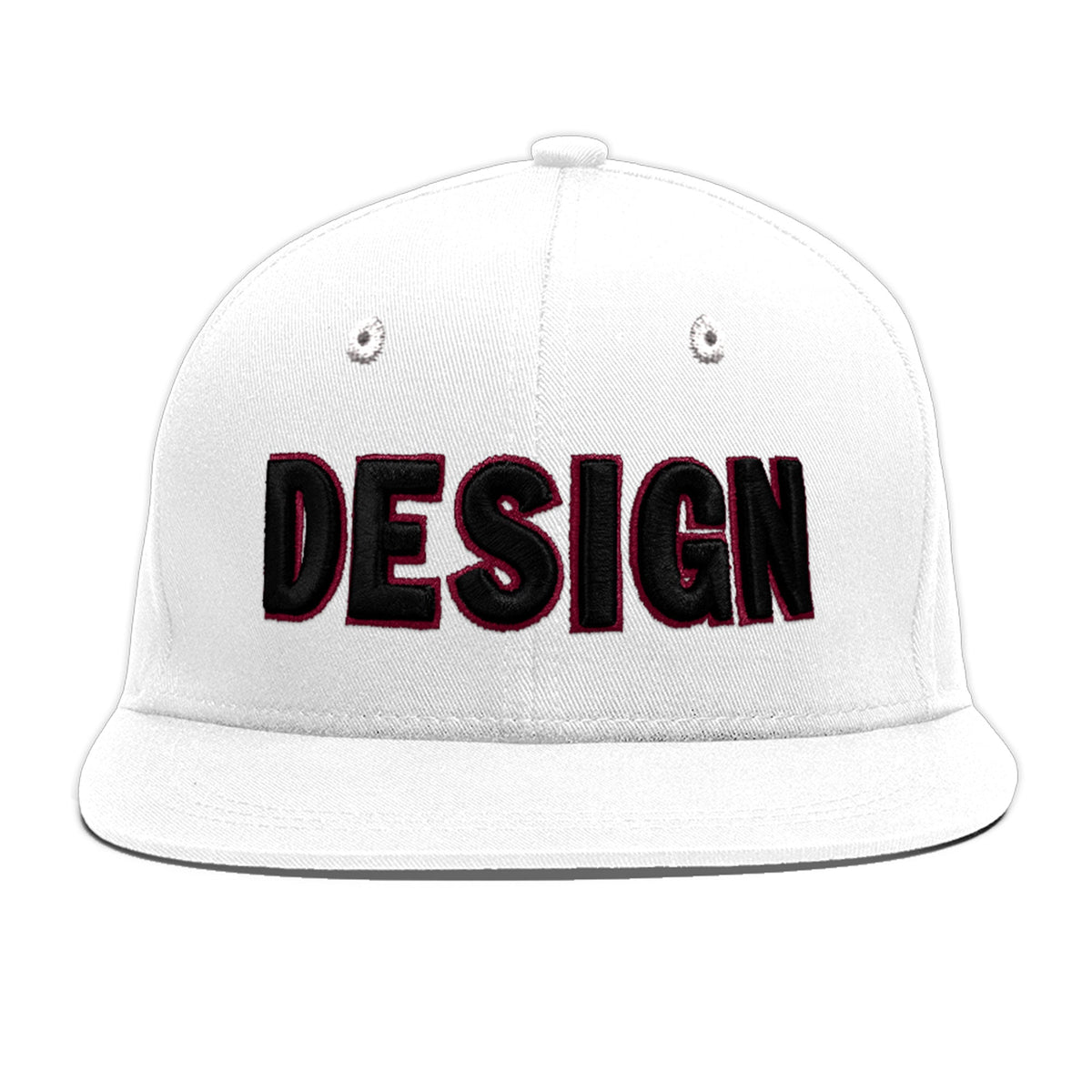 Custom White 3D Puff Embroidery Flat Embroidery Casual Sport Baseball Cap
