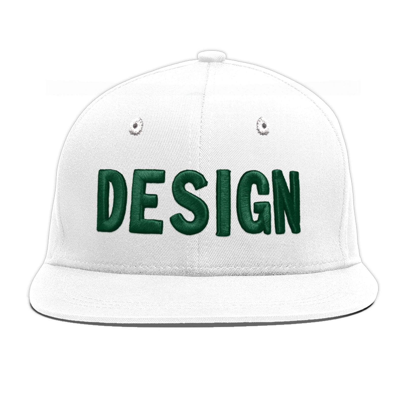 Custom White 3D Puff Embroidery Flat Embroidery Casual Sport Baseball Cap