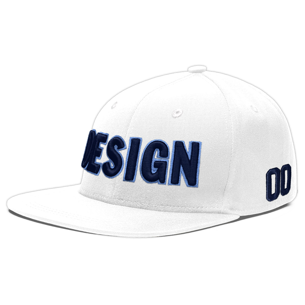 Custom White 3D Puff Embroidery Flat Embroidery Casual Sport Baseball Cap