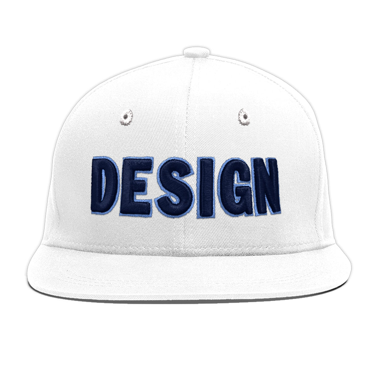Custom White 3D Puff Embroidery Flat Embroidery Casual Sport Baseball Cap