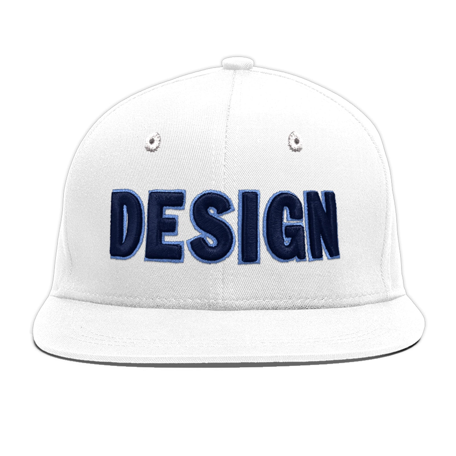 Custom White 3D Puff Embroidery Flat Embroidery Casual Sport Baseball Cap
