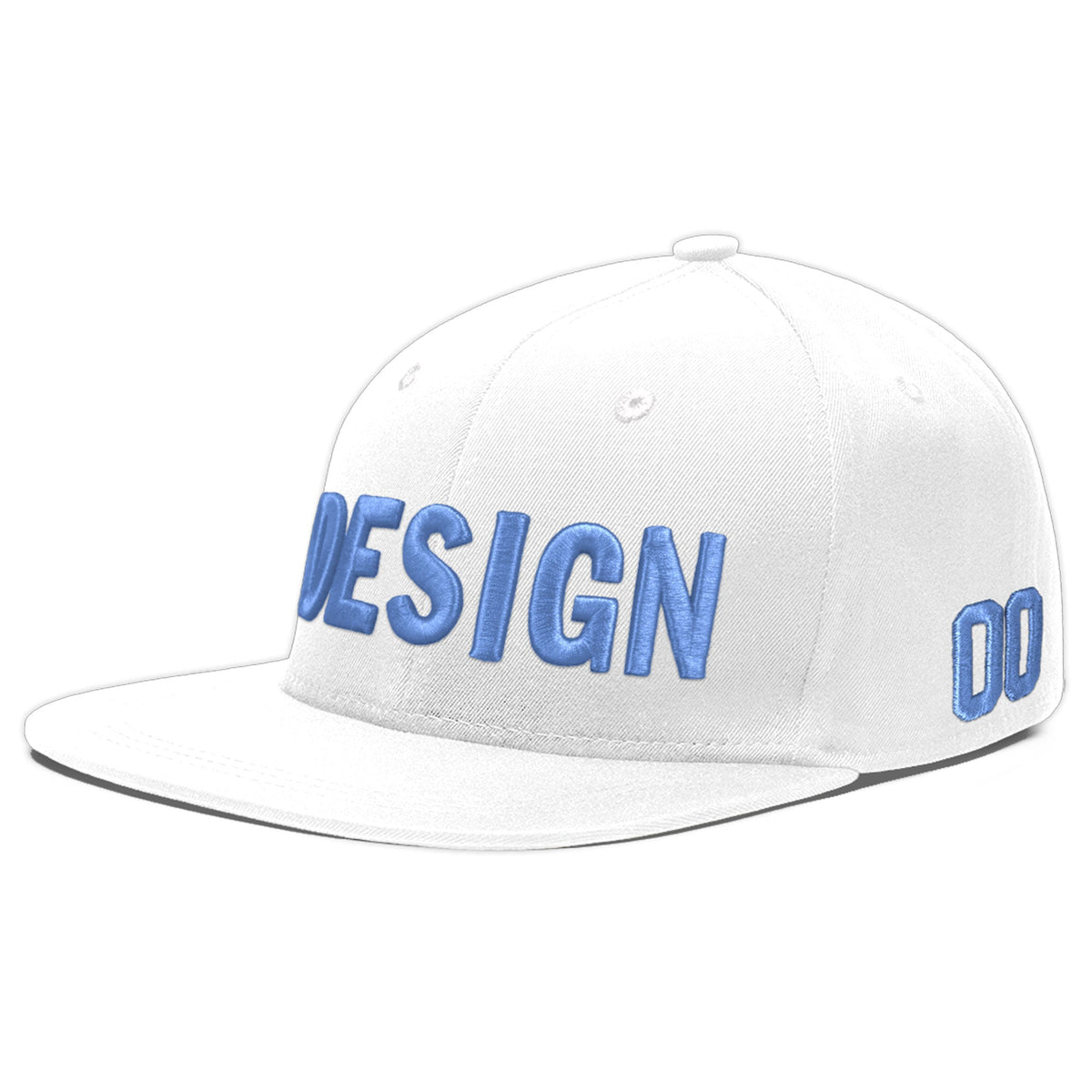 Custom White 3D Puff Embroidery Flat Embroidery Casual Sport Baseball Cap