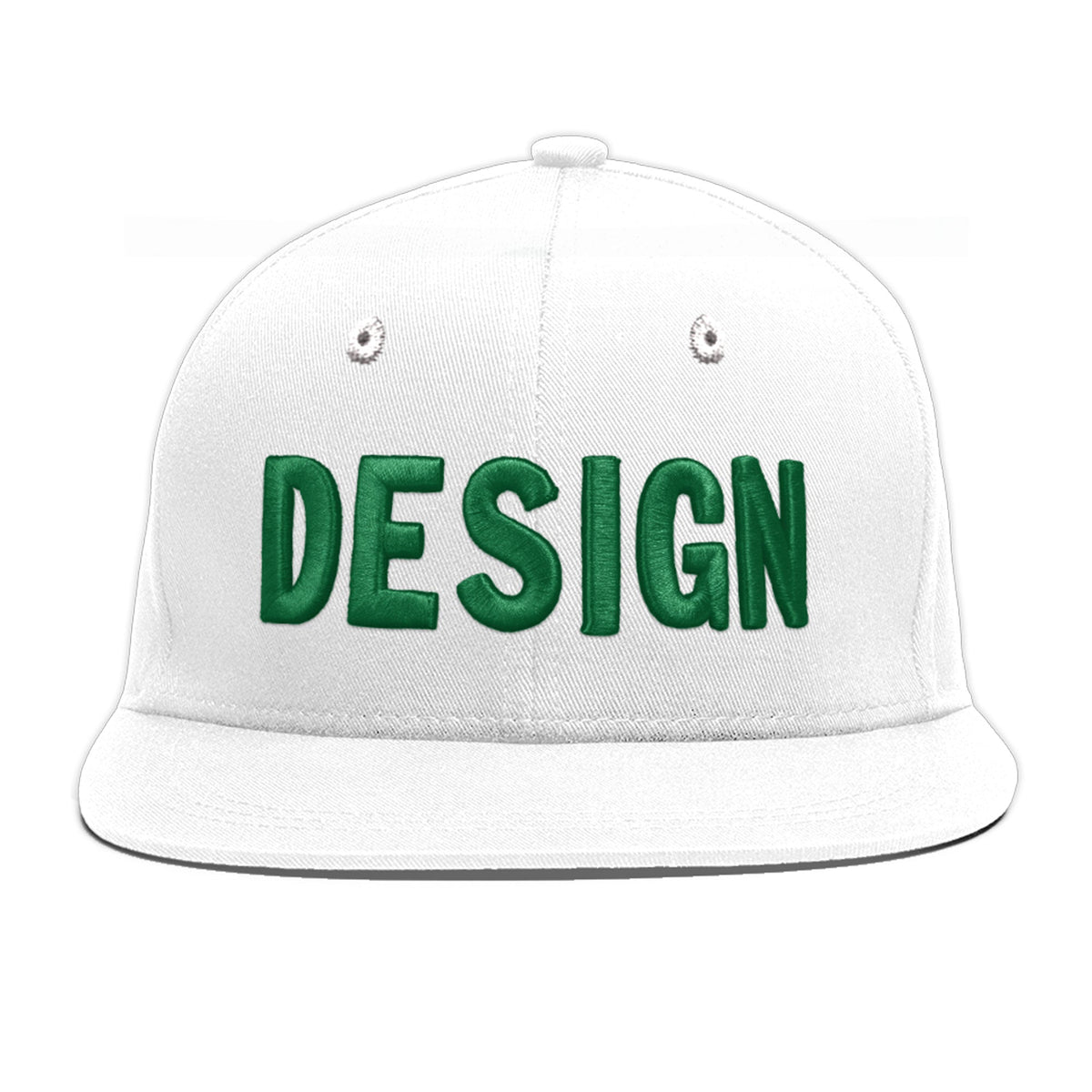 Custom White 3D Puff Embroidery Flat Embroidery Casual Sport Baseball Cap
