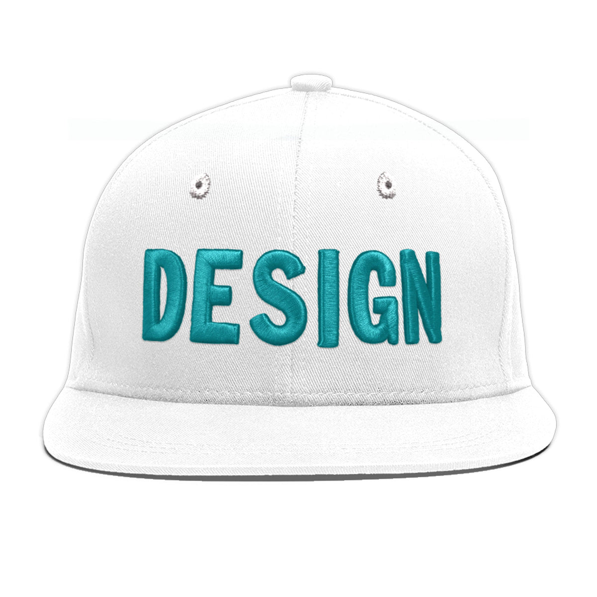 Custom White 3D Puff Embroidery Flat Embroidery Casual Sport Baseball Cap