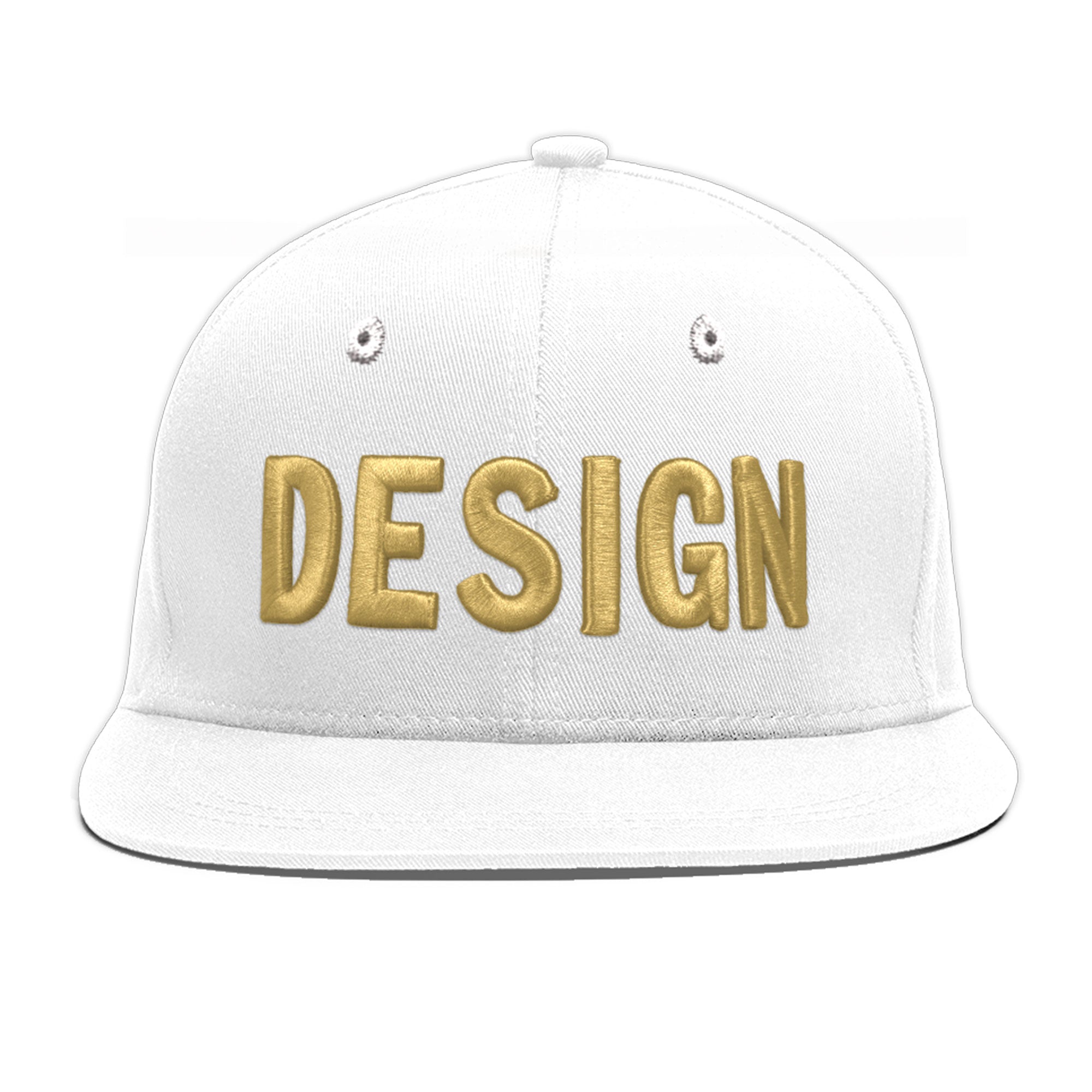 Custom White 3D Puff Embroidery Flat Embroidery Casual Sport Baseball Cap