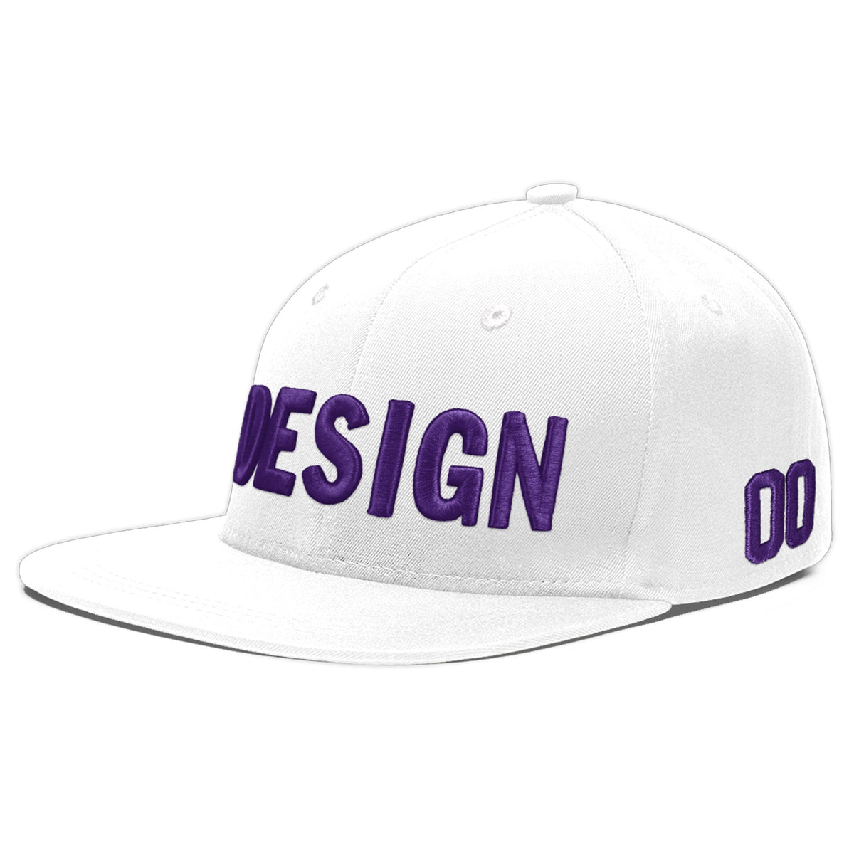 Custom White 3D Puff Embroidery Flat Embroidery Casual Sport Baseball Cap