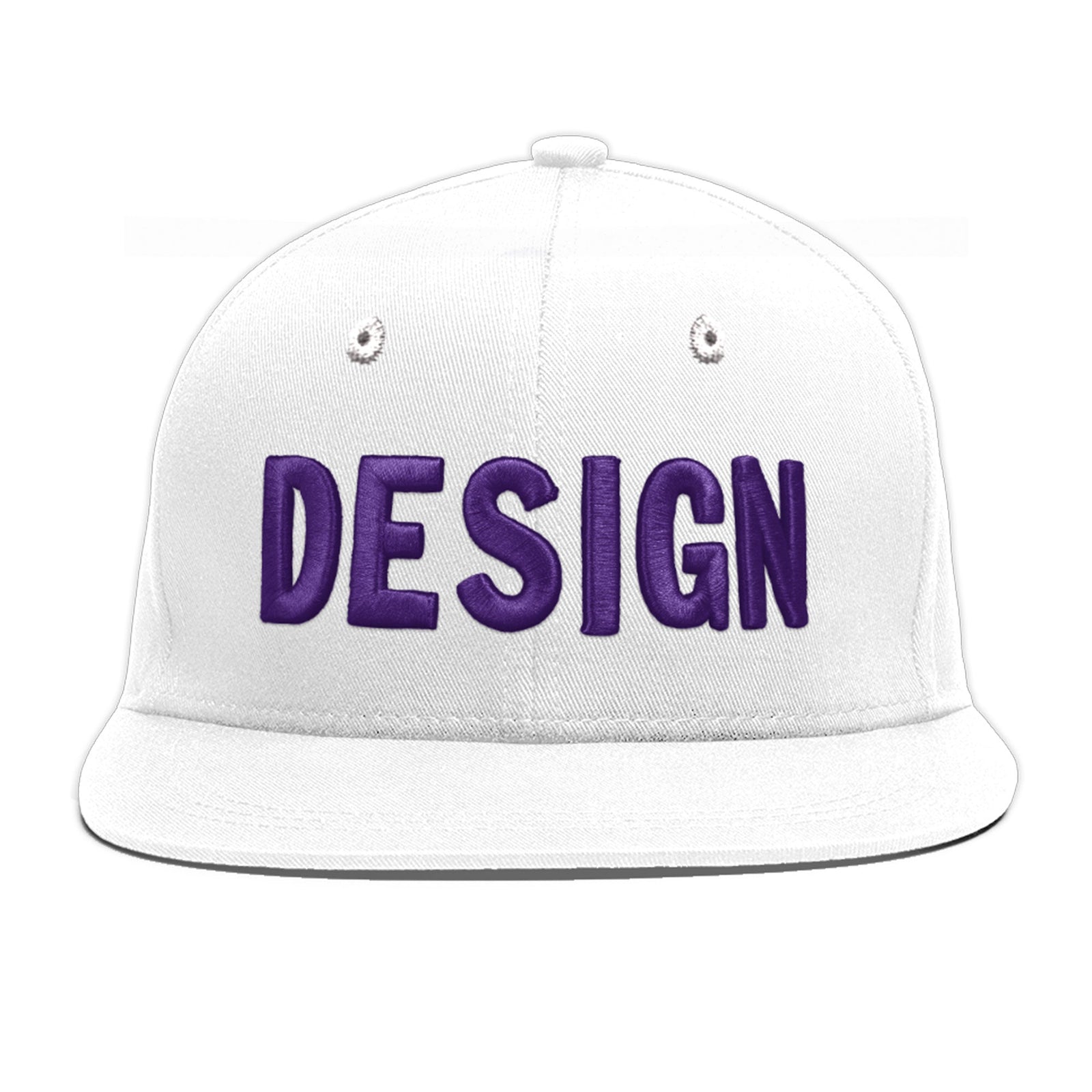Custom White 3D Puff Embroidery Flat Embroidery Casual Sport Baseball Cap