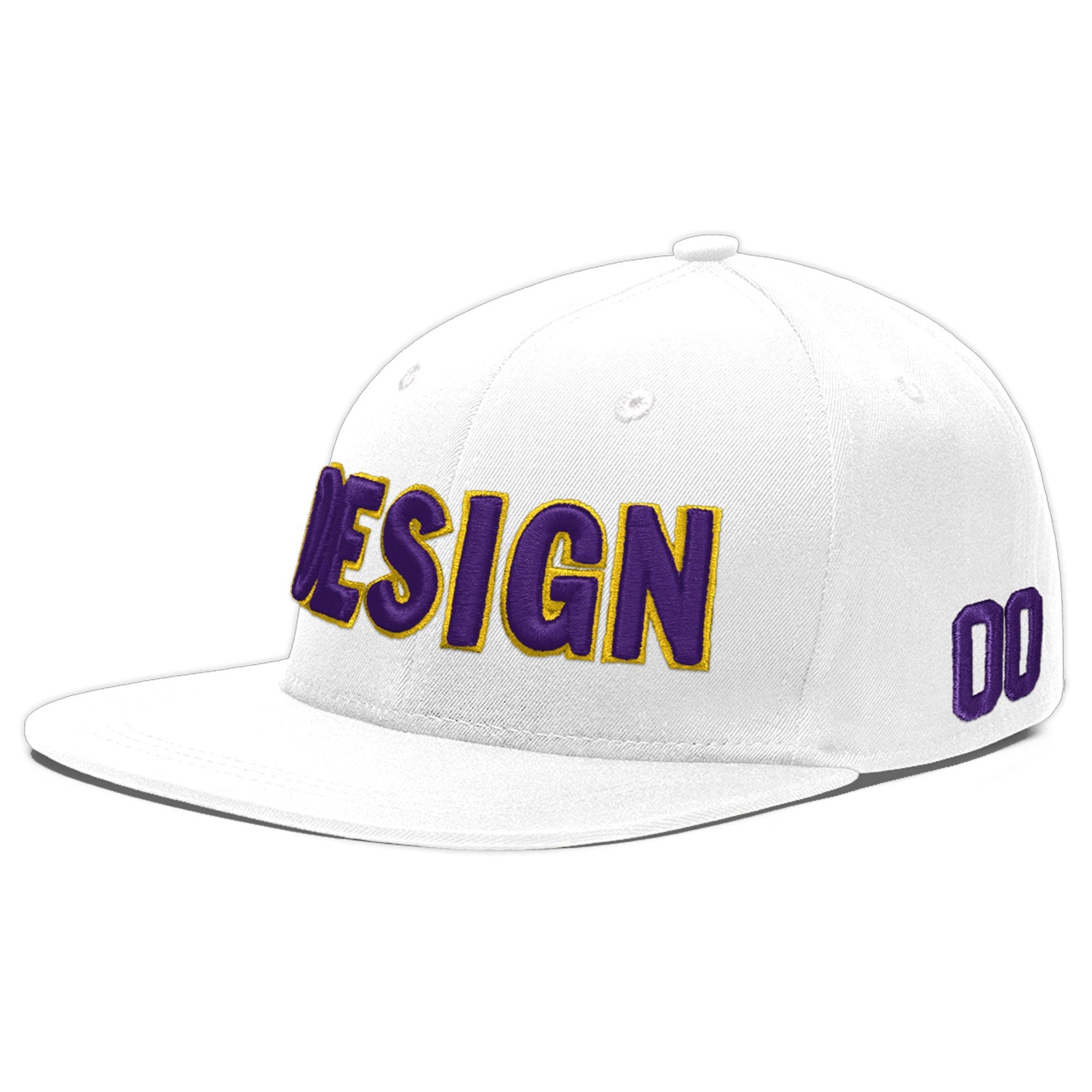 Custom White 3D Puff Embroidery Flat Embroidery Casual Sport Baseball Cap