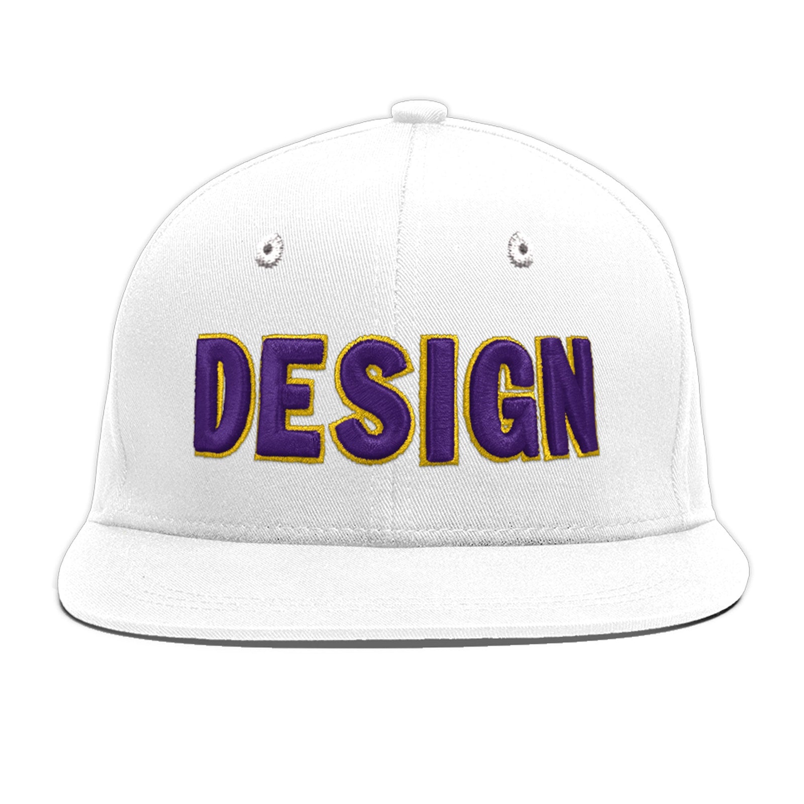 Custom White 3D Puff Embroidery Flat Embroidery Casual Sport Baseball Cap
