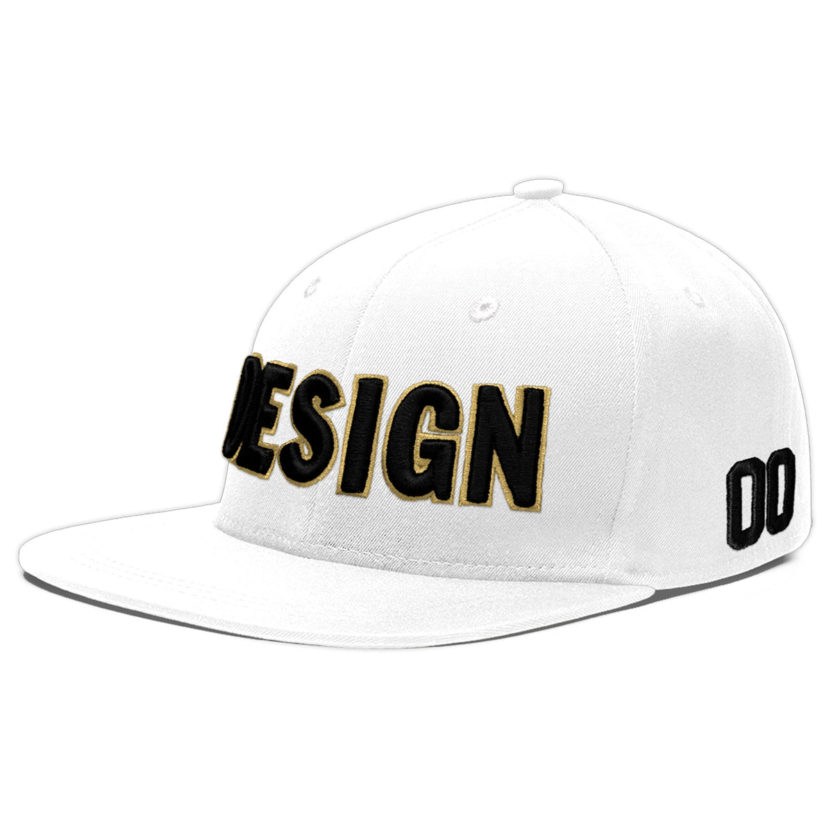 Custom White 3D Puff Embroidery Flat Embroidery Casual Sport Baseball Cap