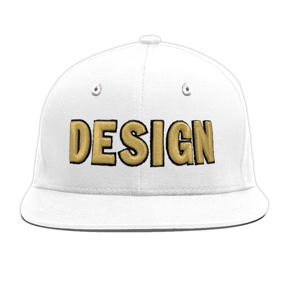 Custom White 3D Puff Embroidery Flat Embroidery Casual Sport Baseball Cap