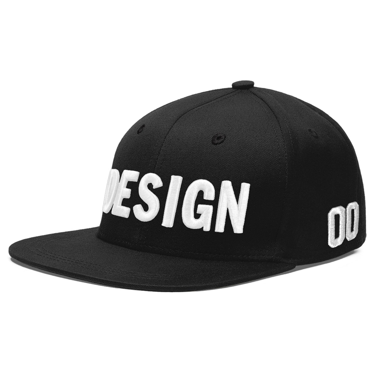 Custom Black 3D Puff Embroidery Flat Embroidery Casual Sport Baseball Cap
