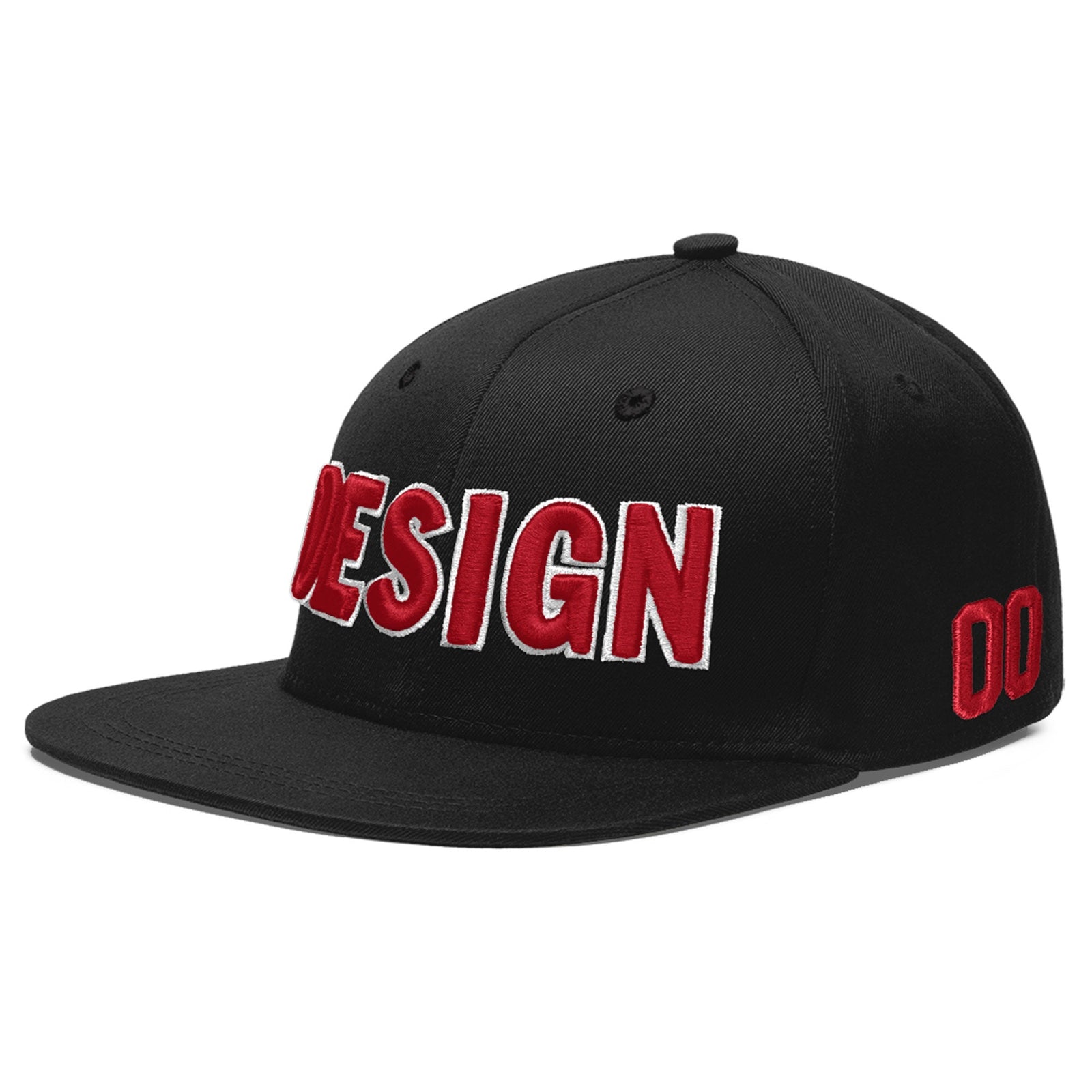 Custom Black 3D Puff Embroidery Flat Embroidery Casual Sport Baseball Cap