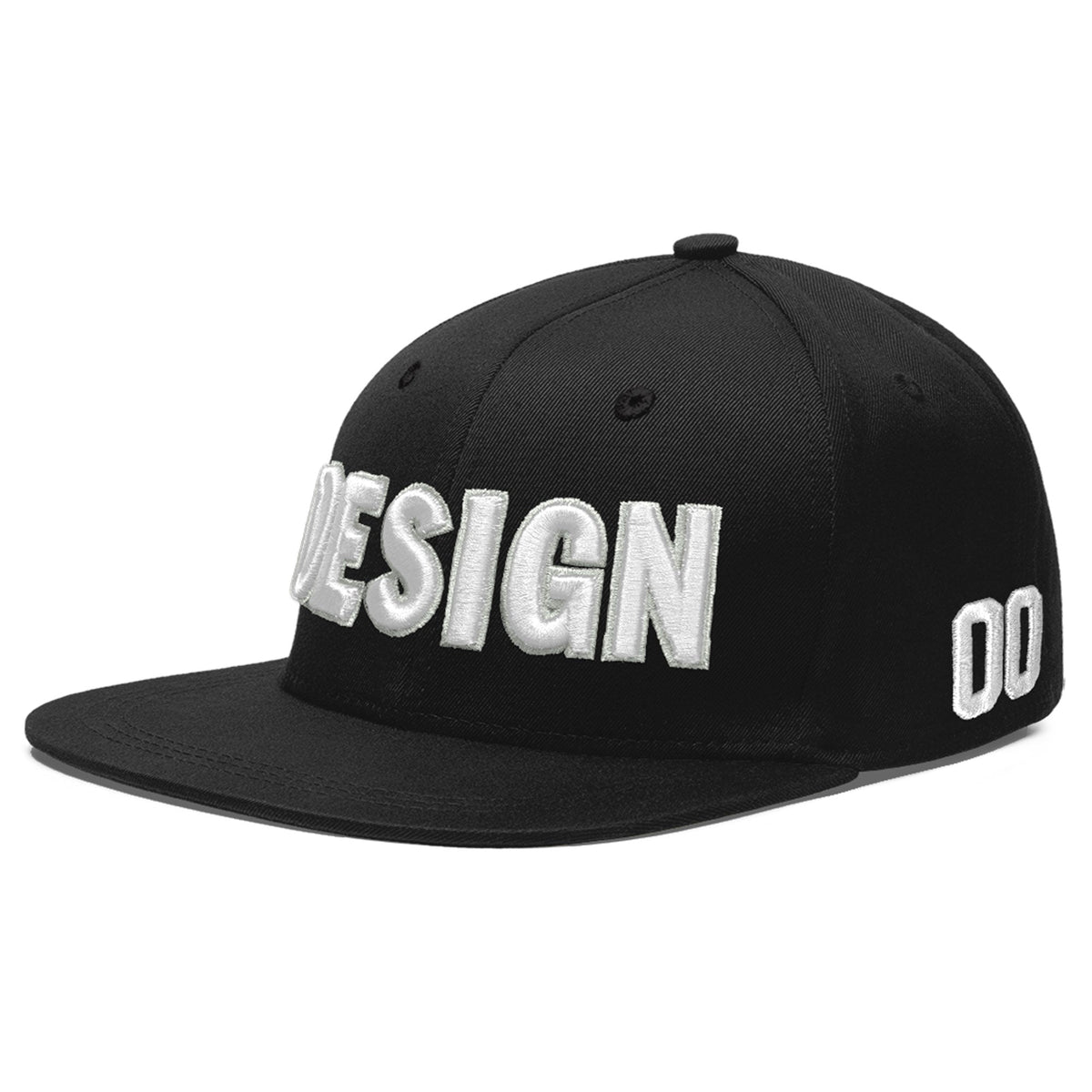 Custom Black 3D Puff Embroidery Flat Embroidery Casual Sport Baseball Cap