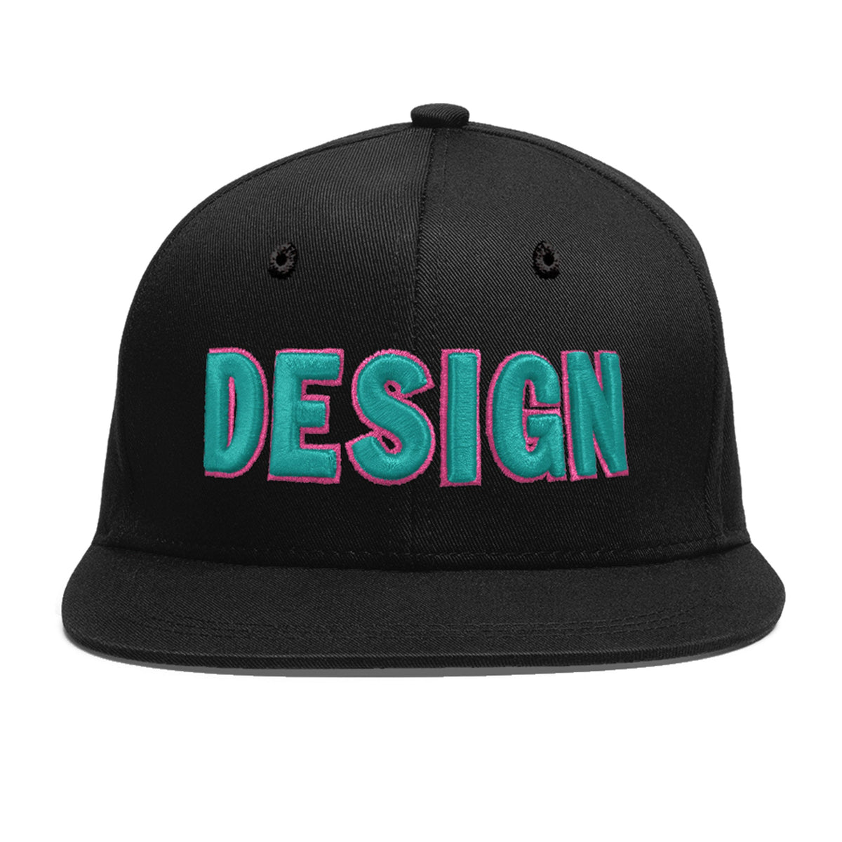 Custom Black 3D Puff Embroidery Flat Embroidery Casual Sport Baseball Cap