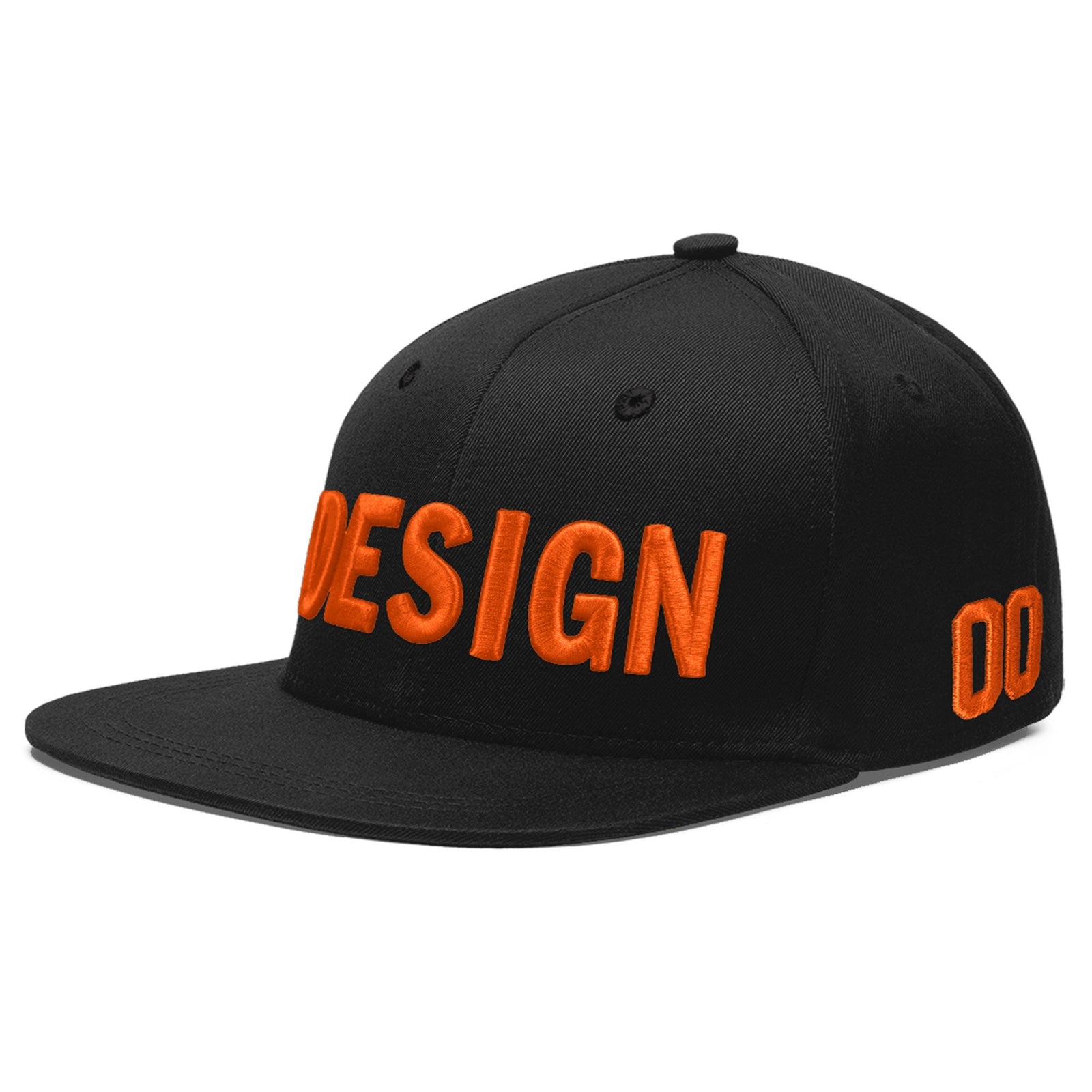 Custom Black 3D Puff Embroidery Flat Embroidery Casual Sport Baseball Cap