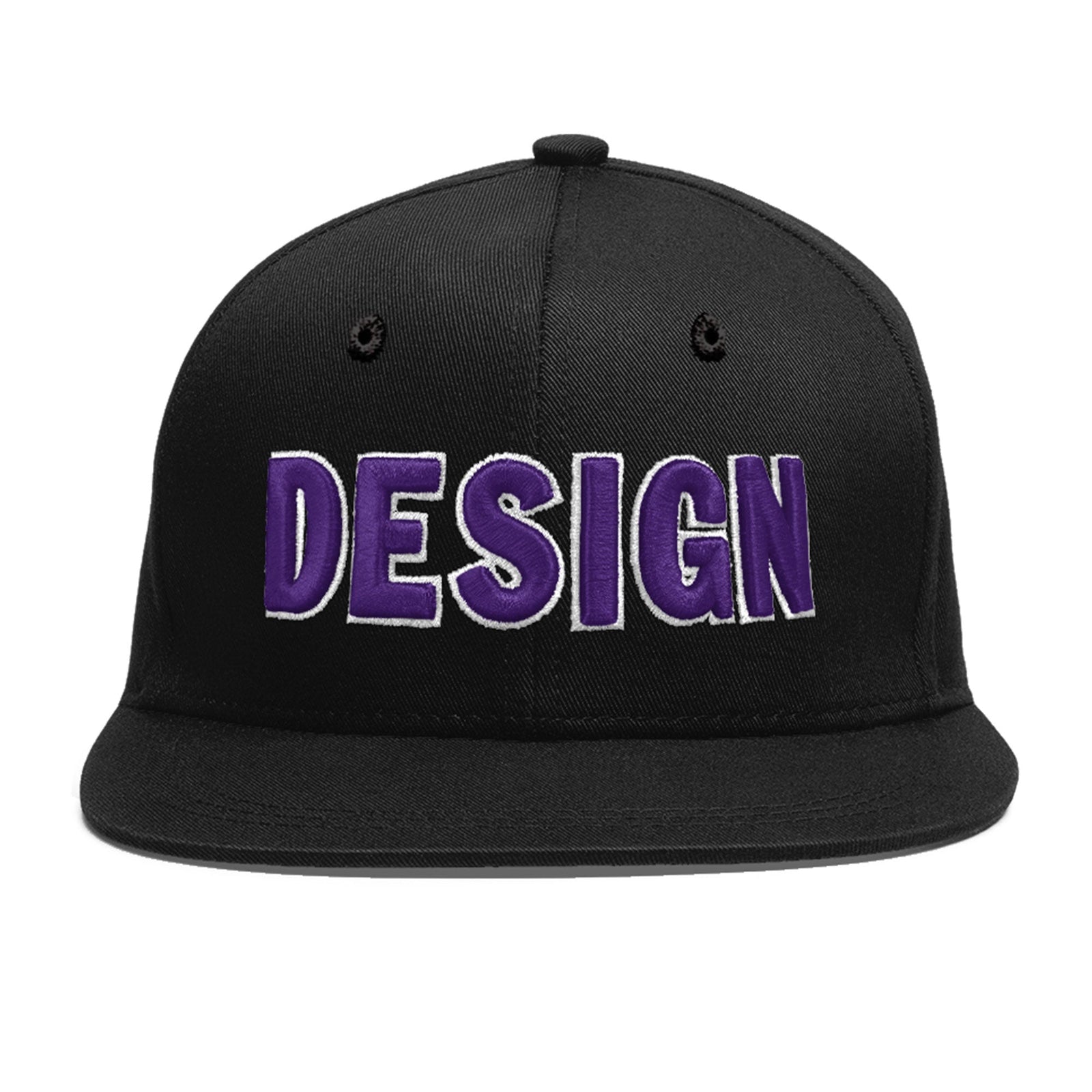 Custom Black 3D Puff Embroidery Flat Embroidery Casual Sport Baseball Cap
