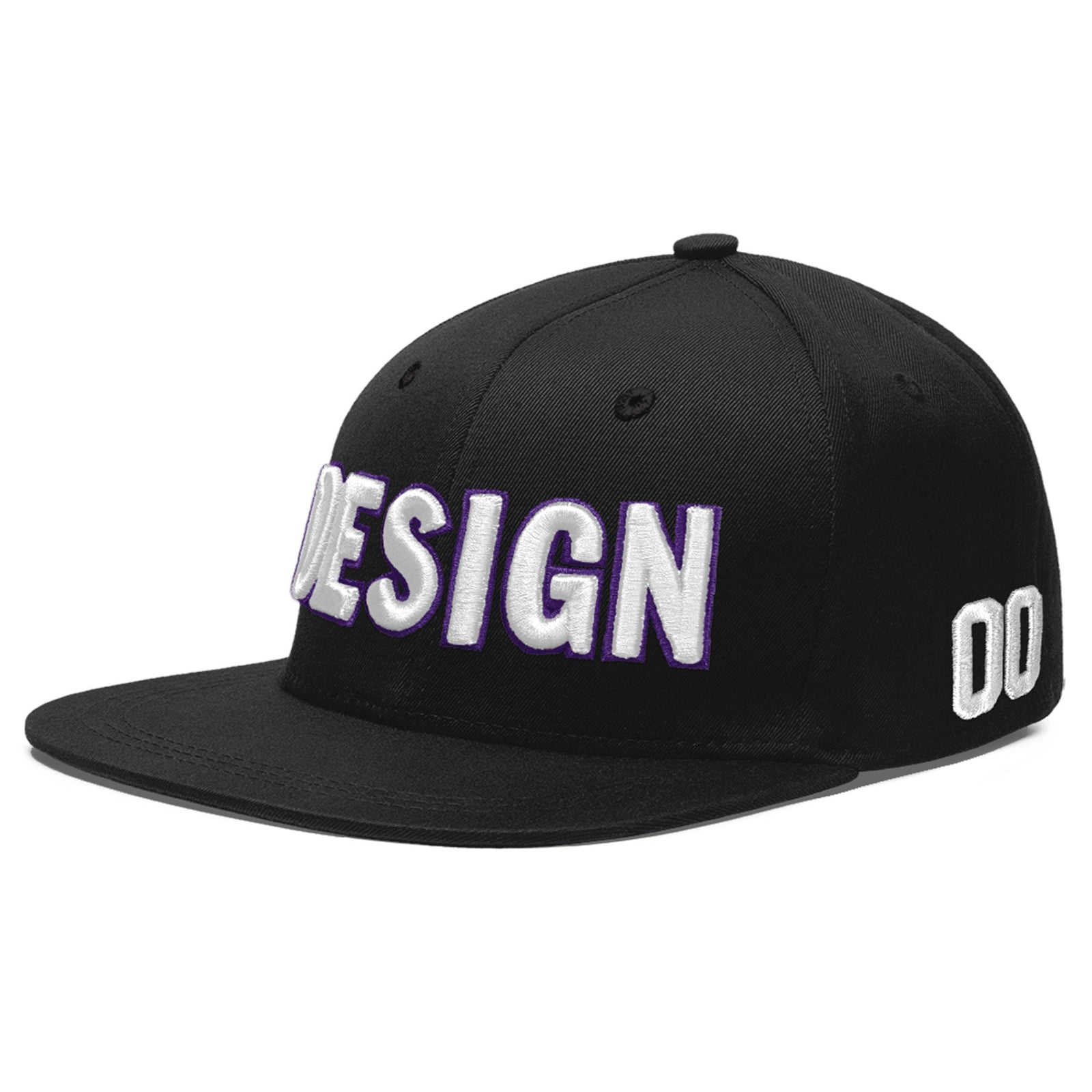 Custom Black 3D Puff Embroidery Flat Embroidery Casual Sport Baseball Cap