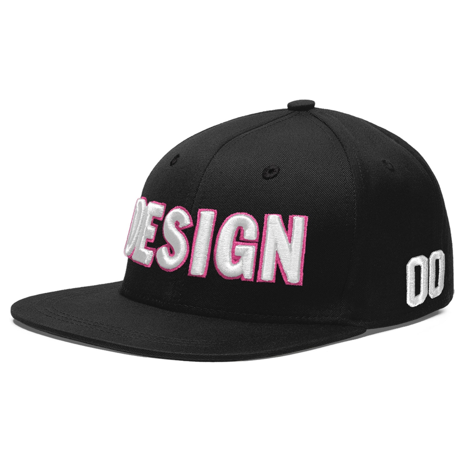 Custom Black 3D Puff Embroidery Flat Embroidery Casual Sport Baseball Cap