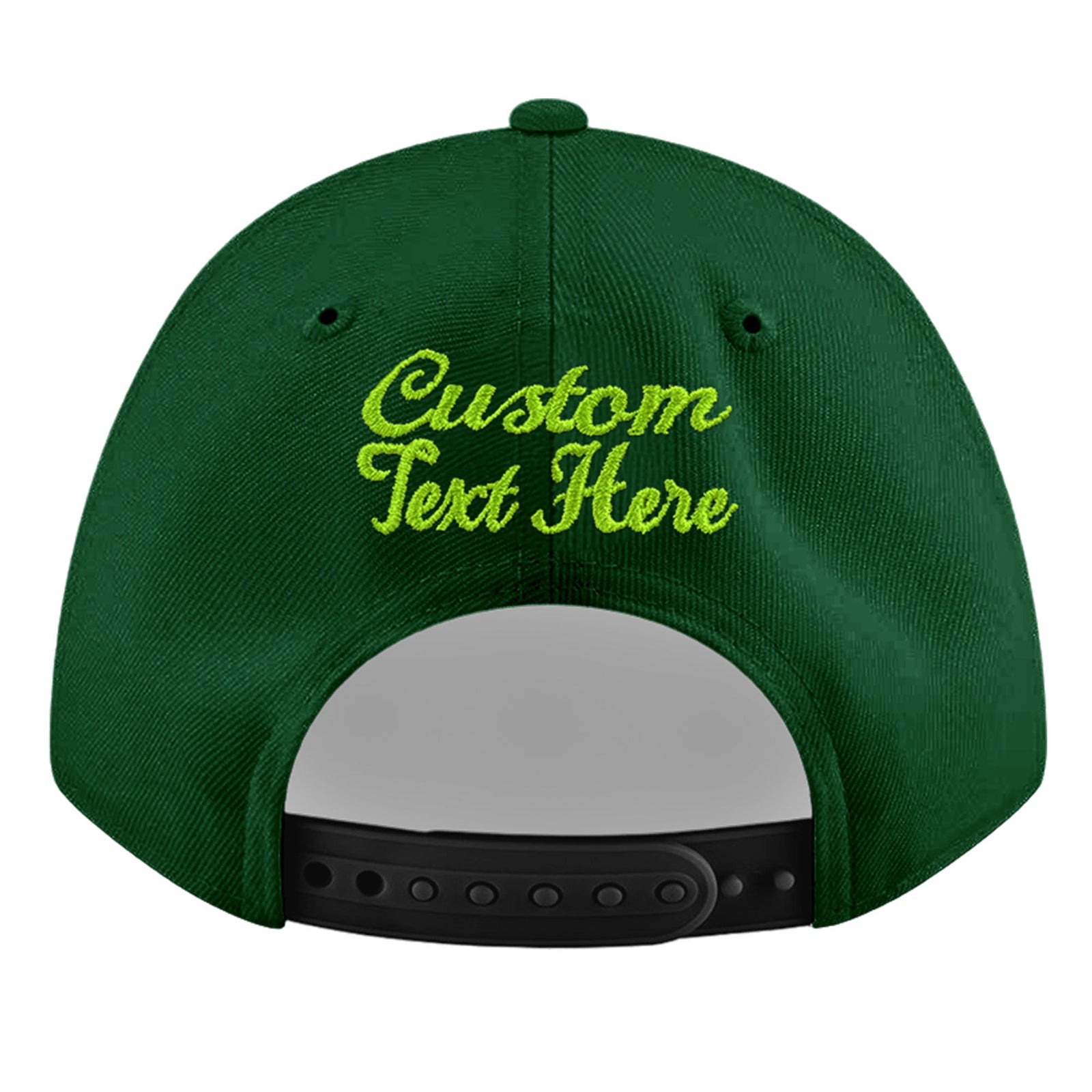 Custom Green 3D Puff Embroidery Flat Embroidery Casual Sport Baseball Cap