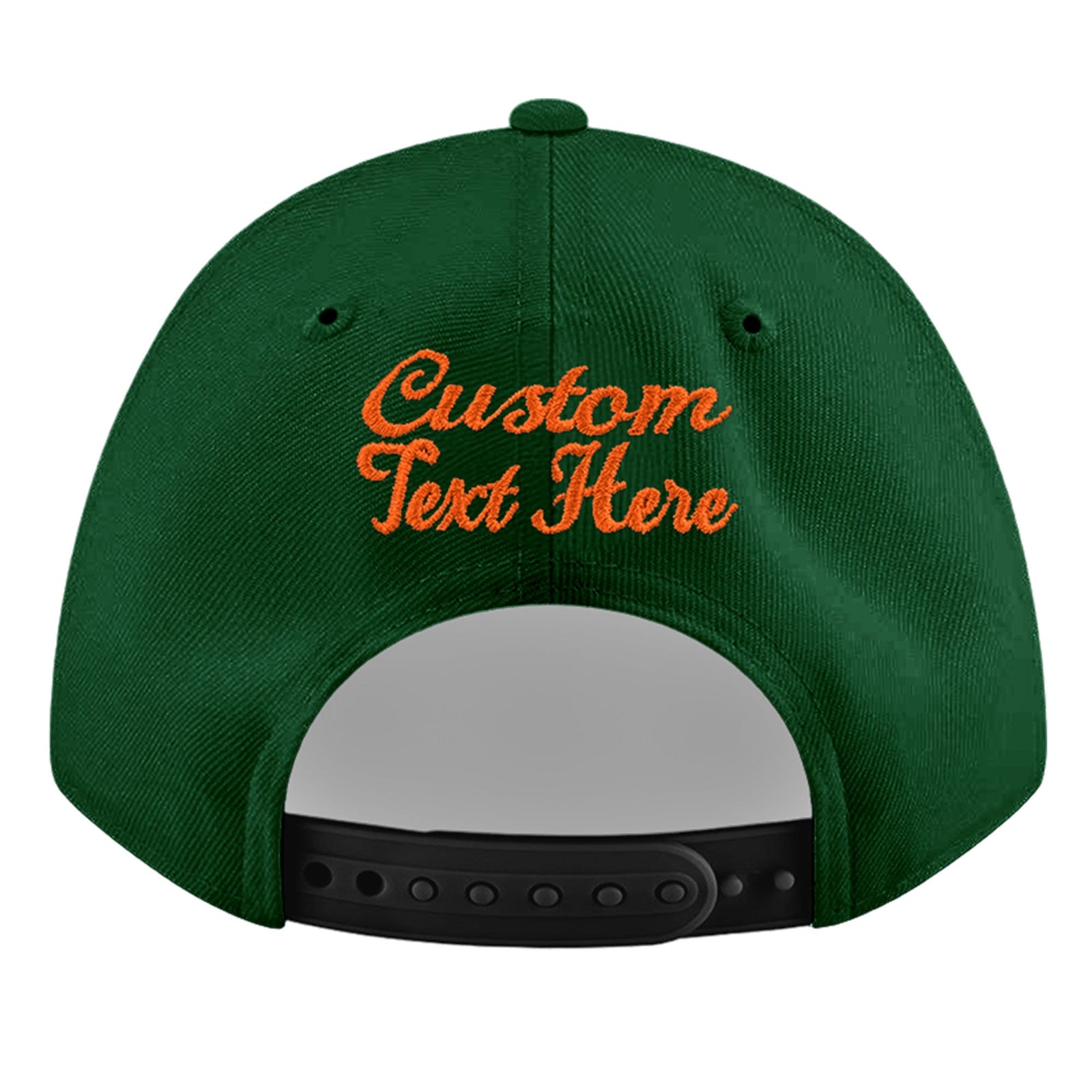 Custom Green 3D Puff Embroidery Flat Embroidery Casual Sport Baseball Cap