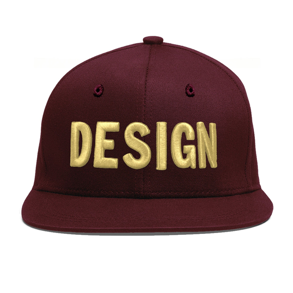 Custom Burgundy 3D Puff Embroidery Flat Embroidery Casual Sport Baseball Cap