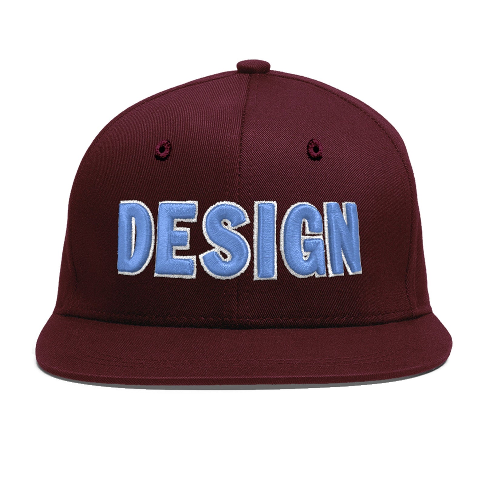 Custom Burgundy 3D Puff Embroidery Flat Embroidery Casual Sport Baseball Cap
