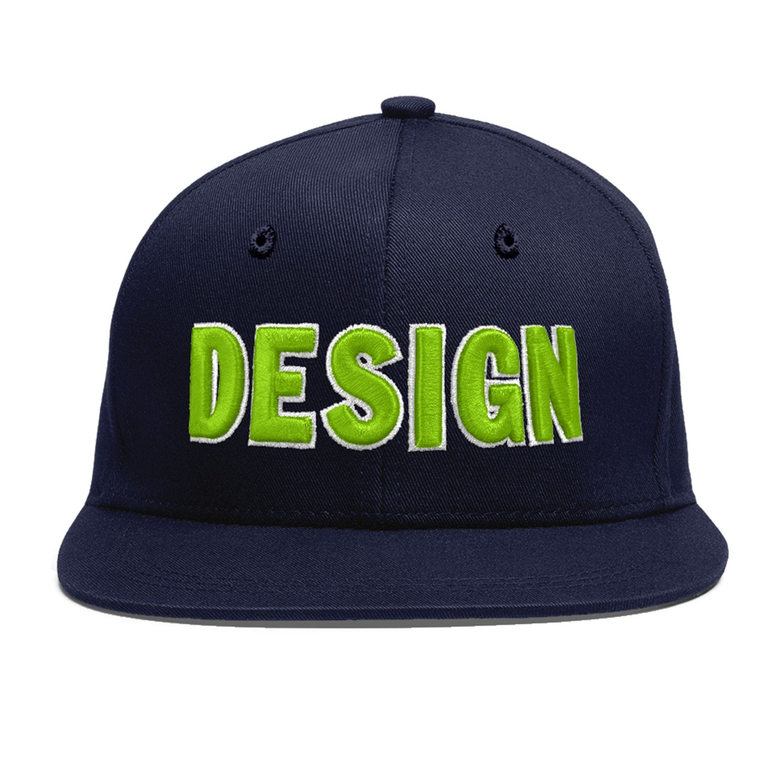 Custom Navy 3D Puff Embroidery Flat Embroidery Casual Sport Baseball Cap