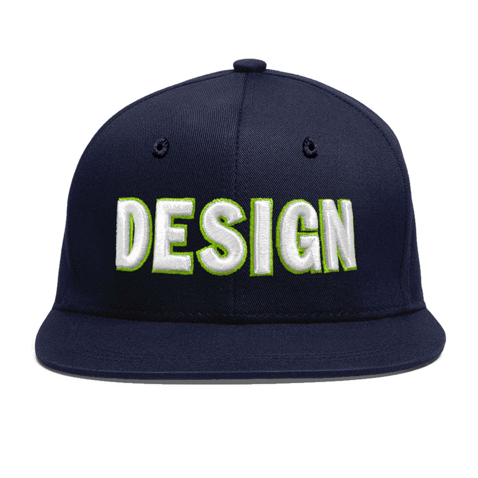 Custom Navy 3D Puff Embroidery Flat Embroidery Casual Sport Baseball Cap