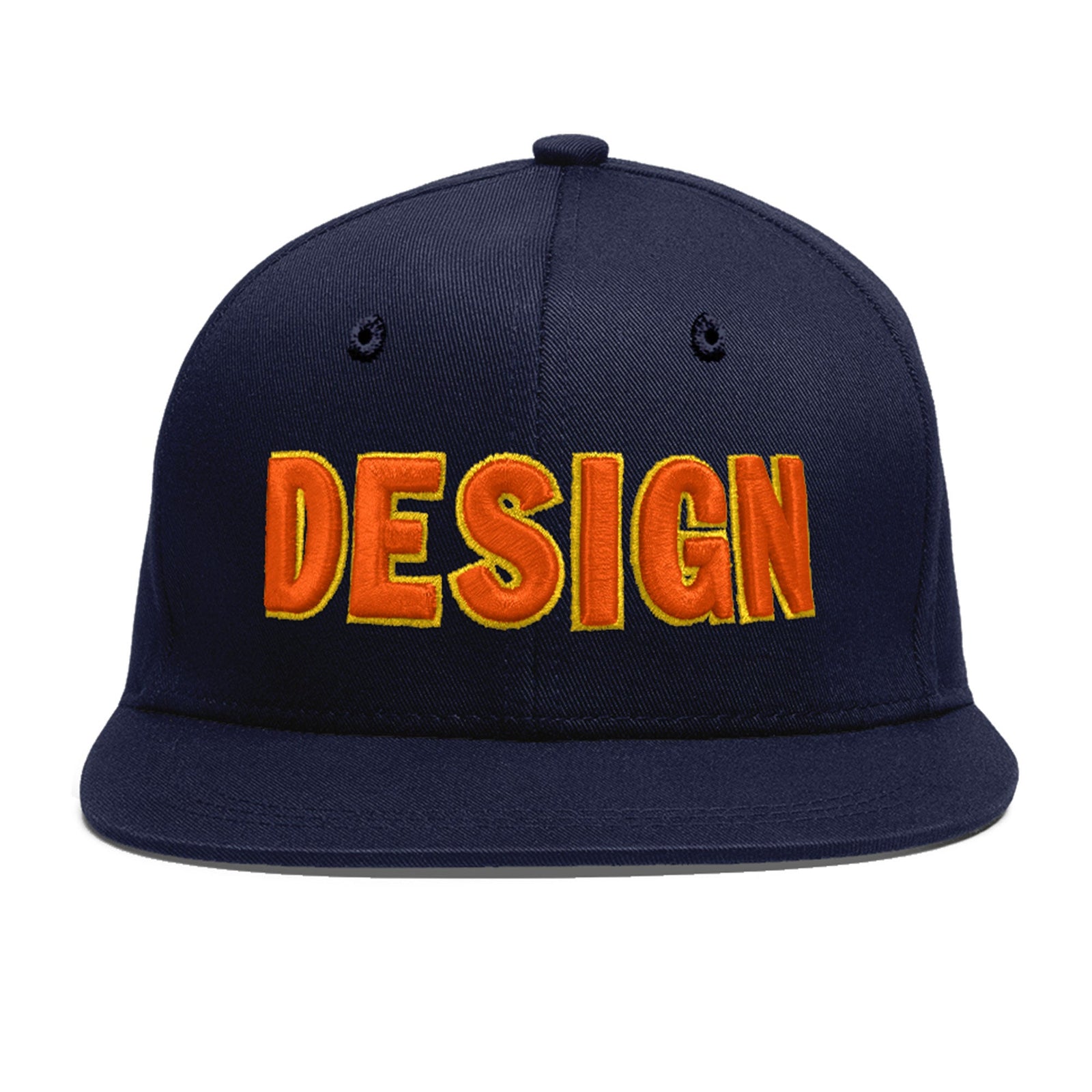 Custom Navy 3D Puff Embroidery Flat Embroidery Casual Sport Baseball Cap