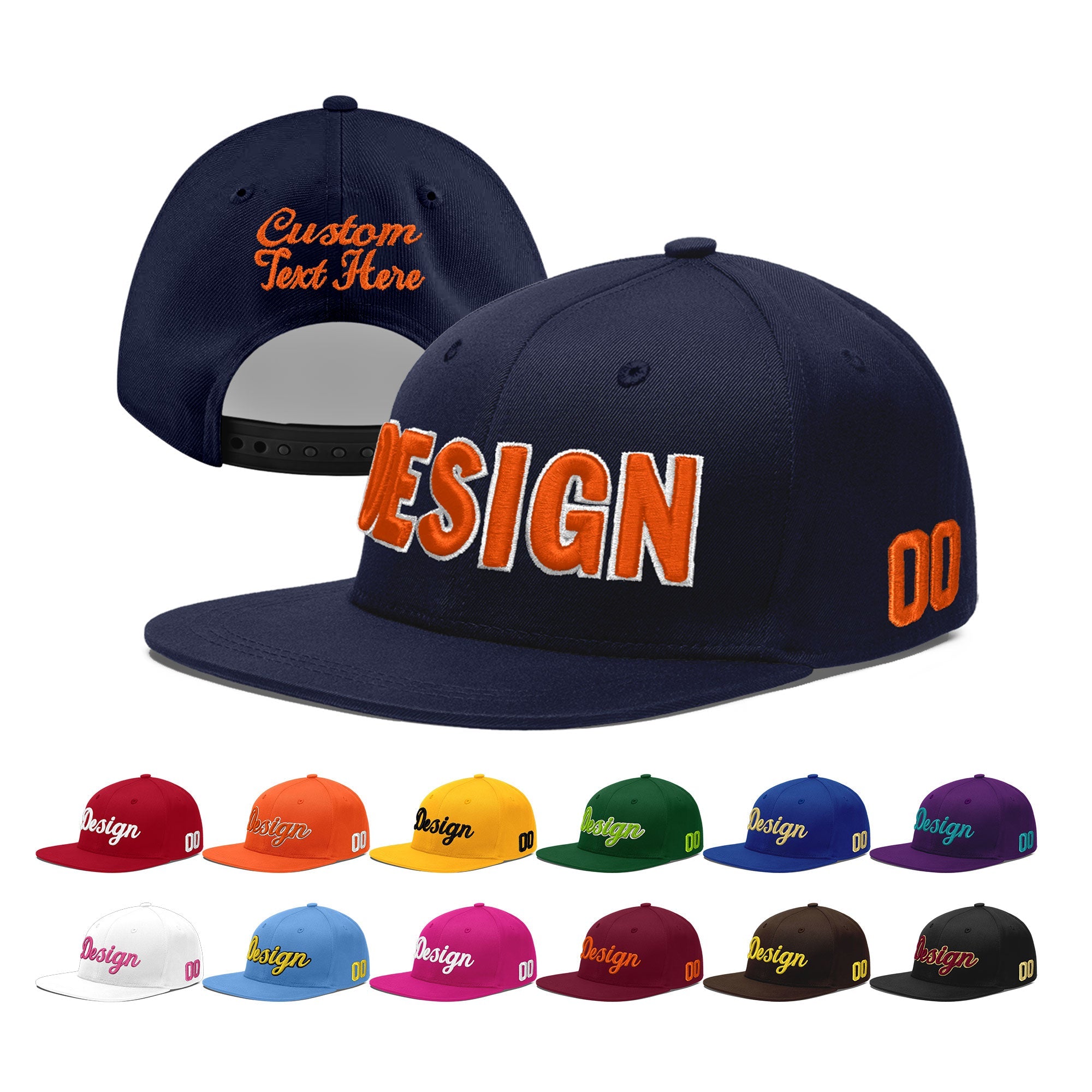 Custom Navy 3D Puff Embroidery Flat Embroidery Casual Sport Baseball Cap
