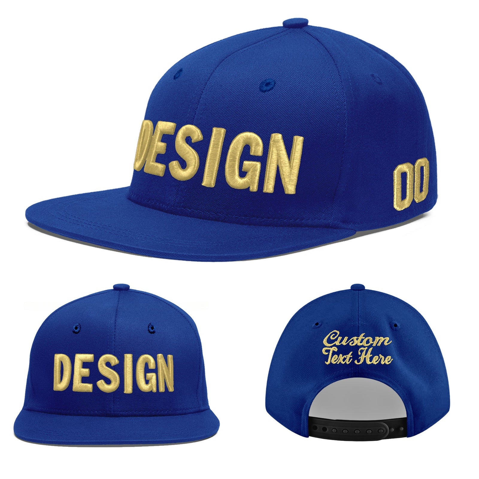 Custom Royal 3D Puff Embroidery Flat Embroidery Casual Sport Baseball Cap