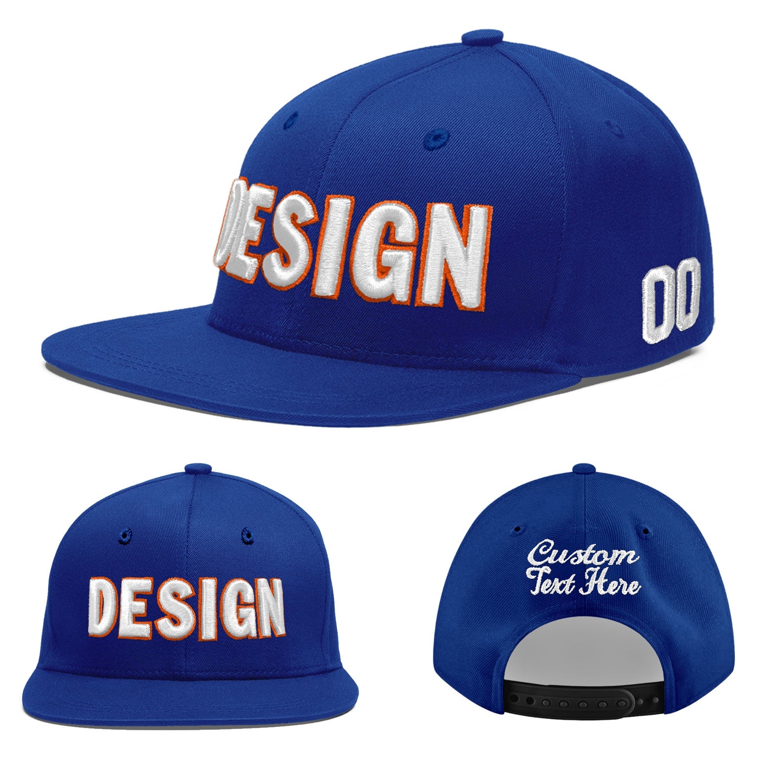 Custom Royal 3D Puff Embroidery Flat Embroidery Casual Sport Baseball Cap
