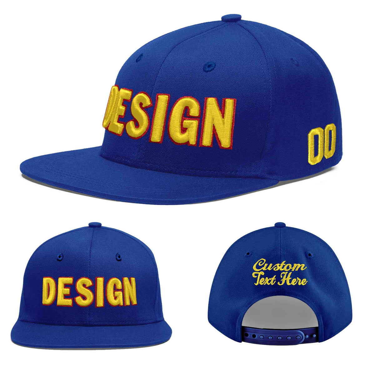 Custom Royal 3D Puff Embroidery Flat Embroidery Casual Sport Baseball Cap