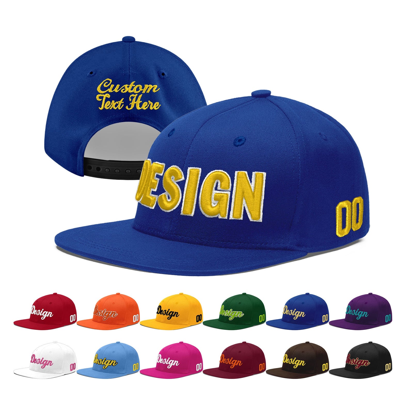 Custom Royal 3D Puff Embroidery Flat Embroidery Casual Sport Baseball Cap