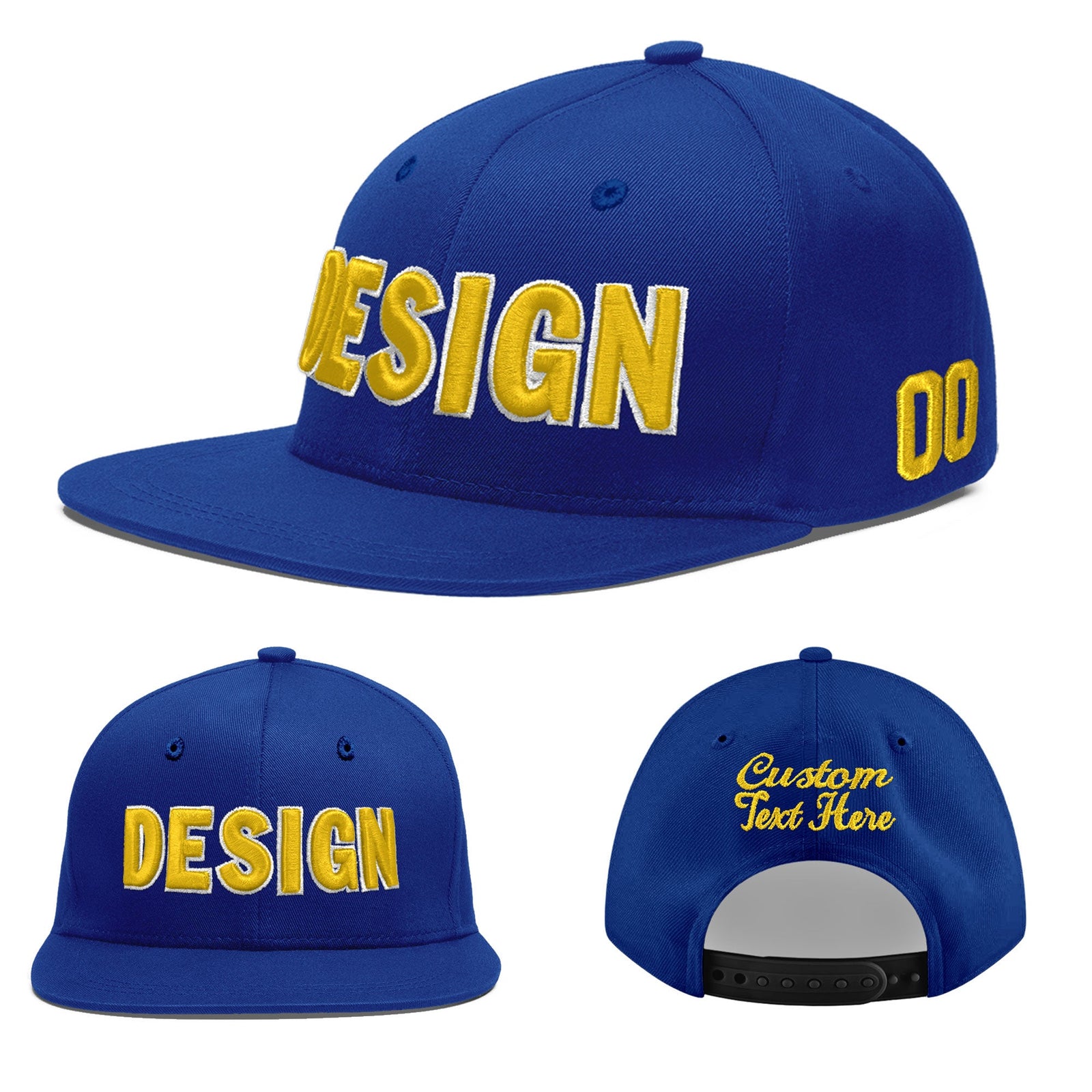 Custom Royal 3D Puff Embroidery Flat Embroidery Casual Sport Baseball Cap