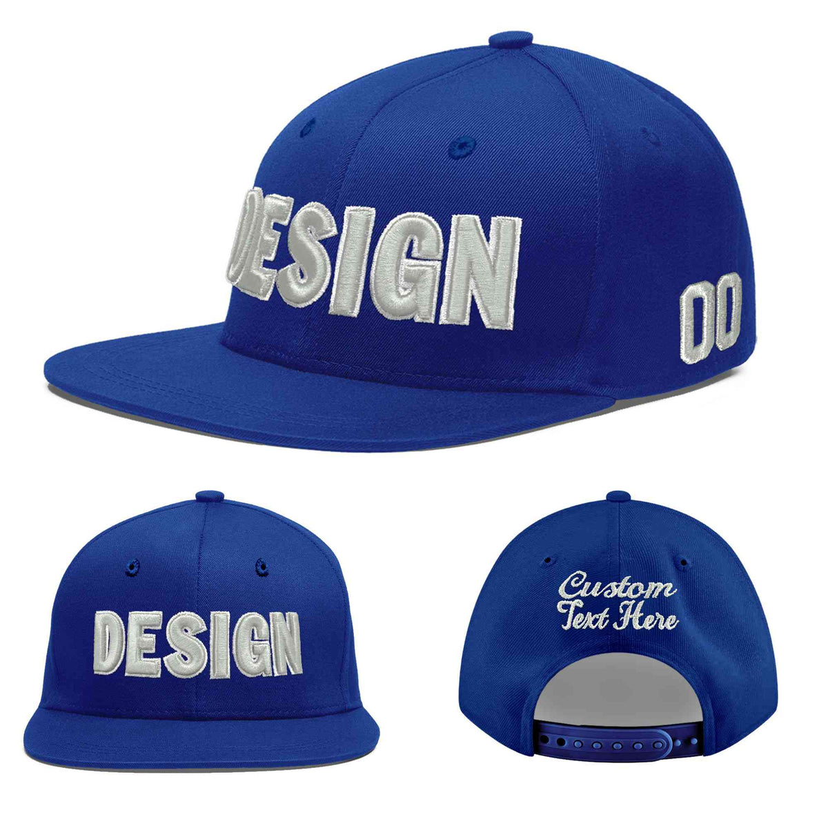 Custom Royal 3D Puff Embroidery Flat Embroidery Casual Sport Baseball Cap