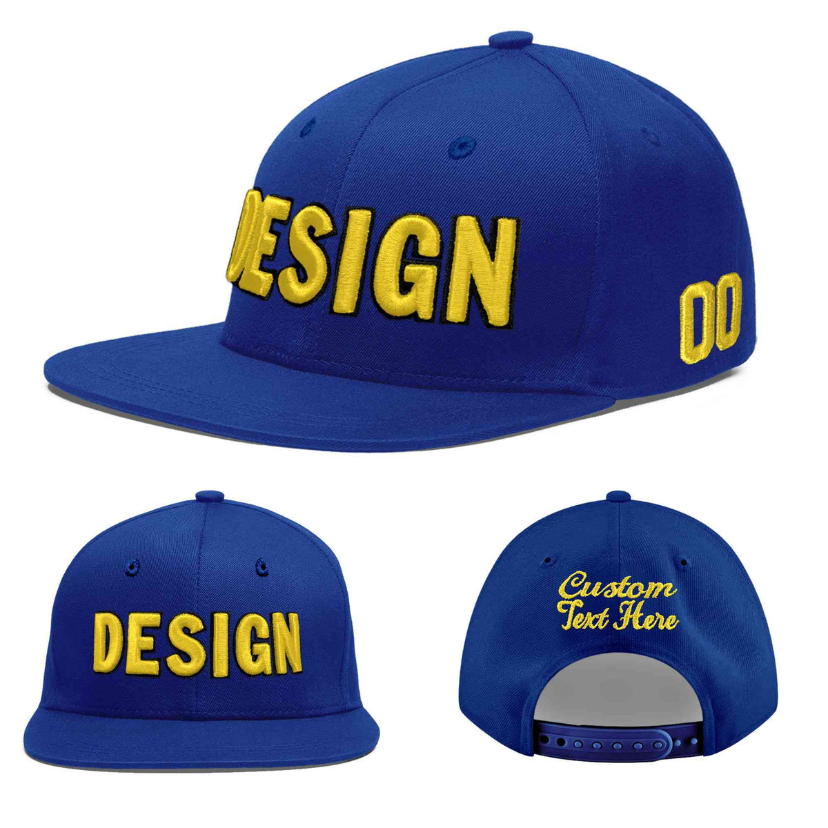 Custom Royal 3D Puff Embroidery Flat Embroidery Casual Sport Baseball Cap