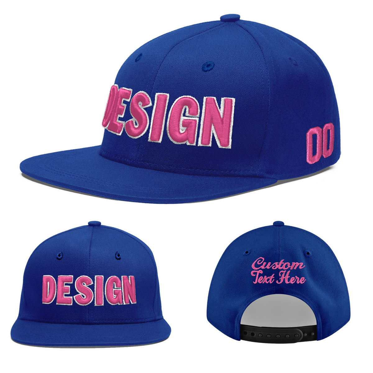 Custom Royal 3D Puff Embroidery Flat Embroidery Casual Sport Baseball Cap