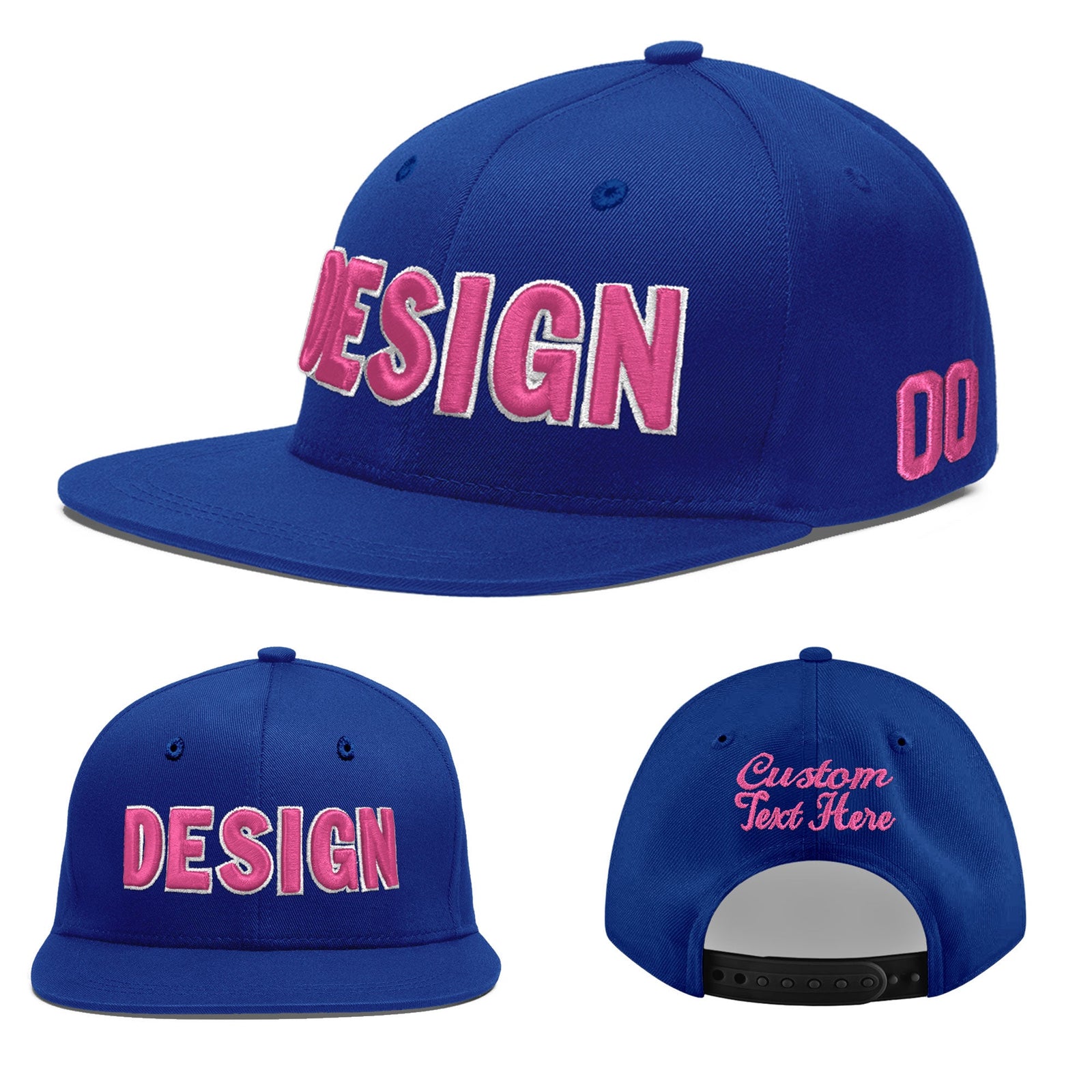 Custom Royal 3D Puff Embroidery Flat Embroidery Casual Sport Baseball Cap