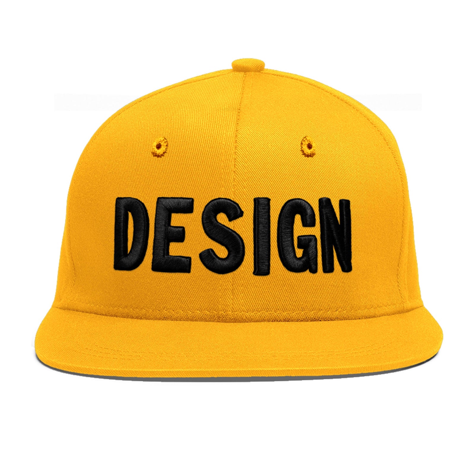 Custom Yellow 3D Puff Embroidery Flat Embroidery Casual Sport Baseball Cap