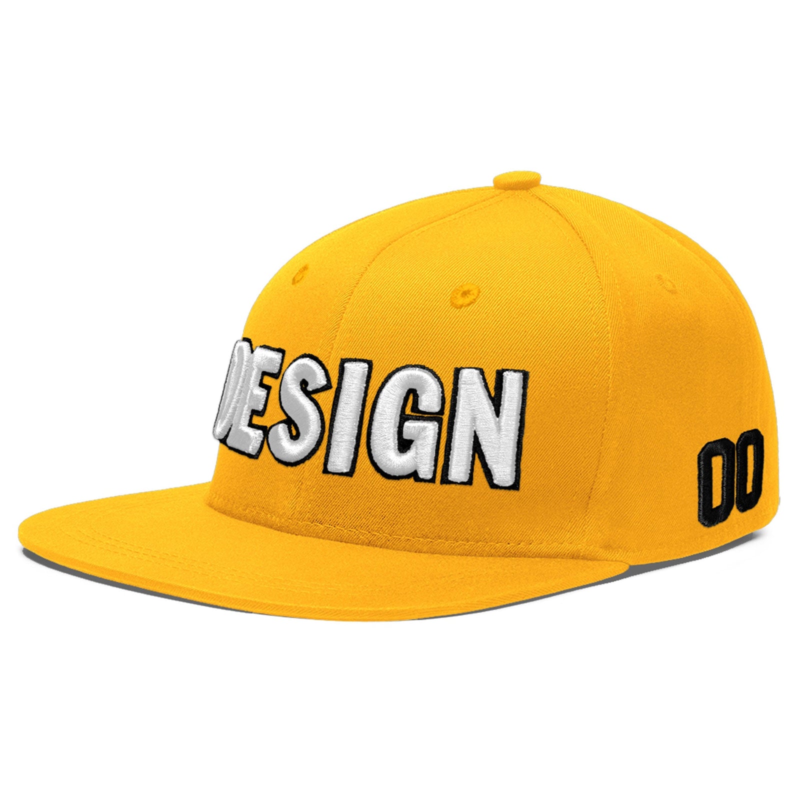 Custom Yellow 3D Puff Embroidery Flat Embroidery Casual Sport Baseball Cap