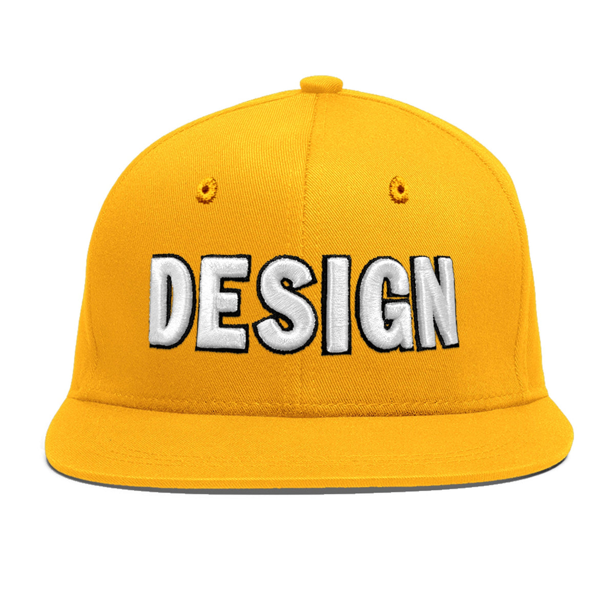 Custom Yellow 3D Puff Embroidery Flat Embroidery Casual Sport Baseball Cap