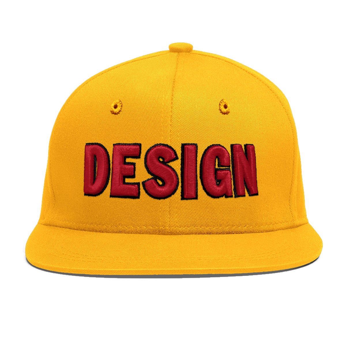 Custom Yellow 3D Puff Embroidery Flat Embroidery Casual Sport Baseball Cap