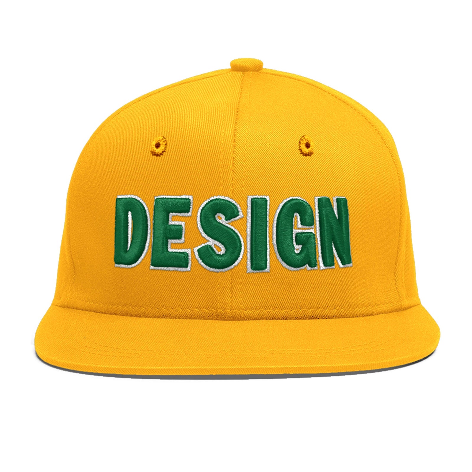 Custom Yellow 3D Puff Embroidery Flat Embroidery Casual Sport Baseball Cap