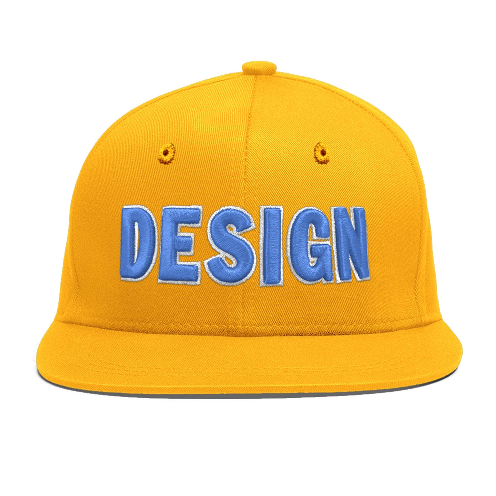 Custom Yellow 3D Puff Embroidery Flat Embroidery Casual Sport Baseball Cap