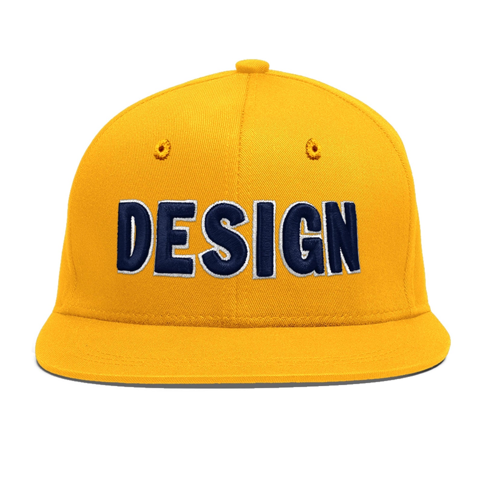Custom Yellow 3D Puff Embroidery Flat Embroidery Casual Sport Baseball Cap