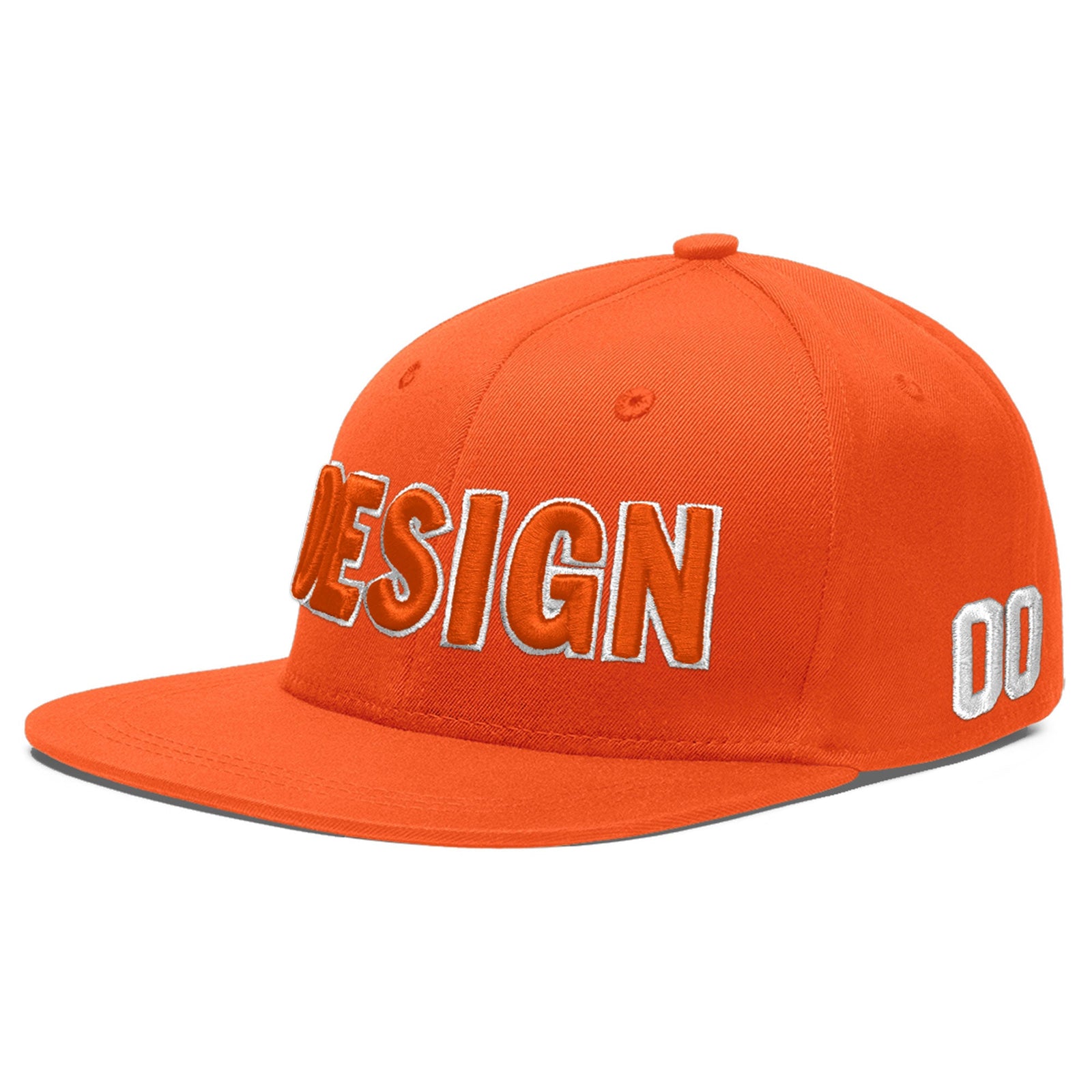 Custom Orange 3D Puff Embroidery Flat Embroidery Casual Sport Baseball Cap