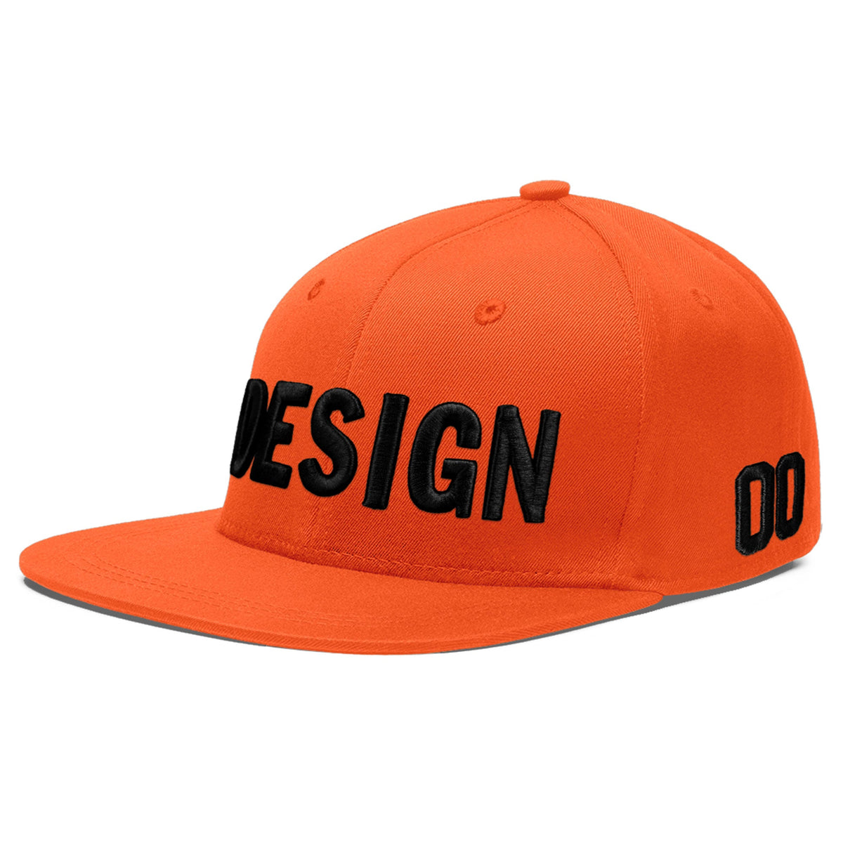 Custom Orange 3D Puff Embroidery Flat Embroidery Casual Sport Baseball Cap