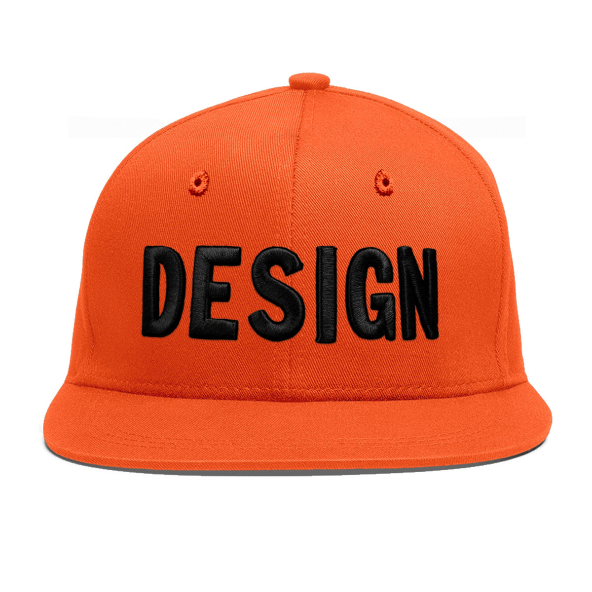 Custom Orange 3D Puff Embroidery Flat Embroidery Casual Sport Baseball Cap